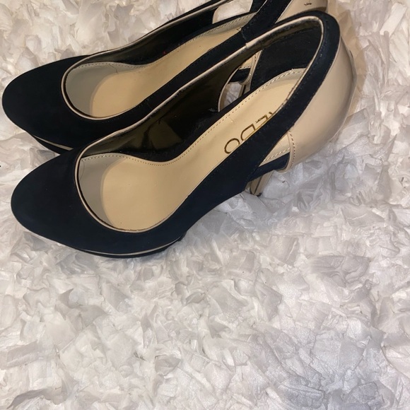 AldoTan and Black Platform Shoes Women's 7.5 Round Toe 4 inch heels. - Picture 6 of 6